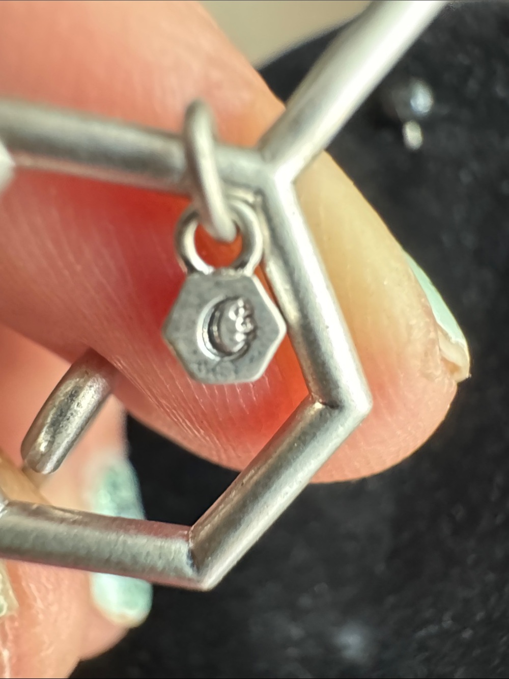 Origami Owl Silver Tone Hexagon Bangle Bracelet Minimalist Geometric - Picture 2 of 4